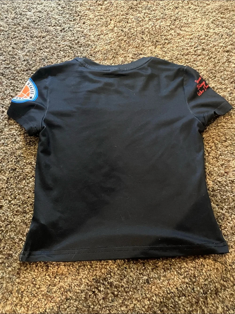 SHEIN Black Kids Graphic Tee with Red & Blue Accents